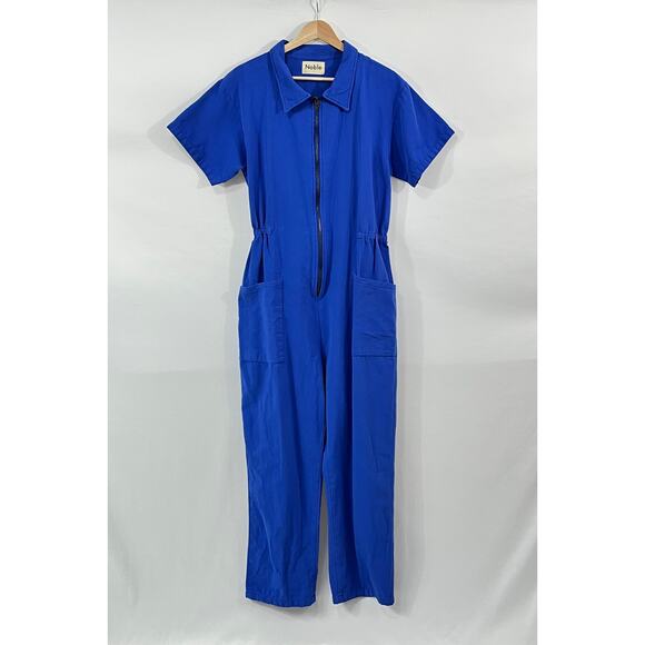 NOBLE Sz L Large French Blue Short Sleeve Jumpsuit Utility Suit NWT - Picture 8 of 10